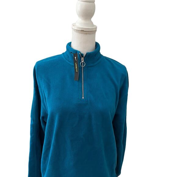 Nike Quarter Zip Fleece Jacket Turquoise Blue M - Picture 3 of 11